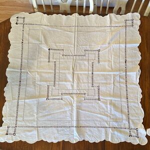 Elegant Square White Cotton Tablecloth